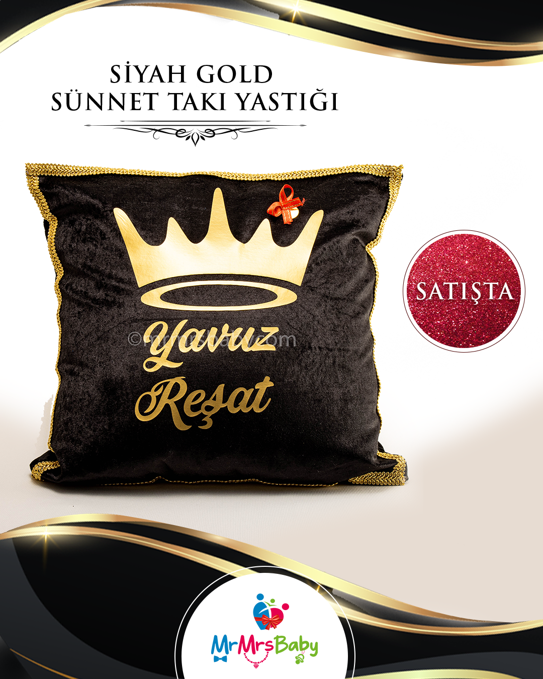 Siyah Gold Sünnet Takı Yastığı