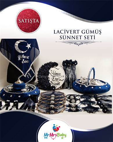 Lacivert Gümüş Sünnet Kına Seti