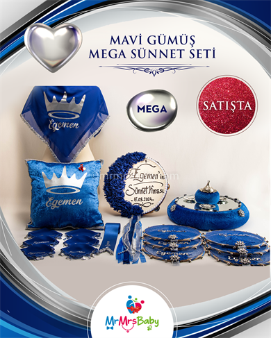 Mega Mavi Gümüş Sünnet Kına Seti