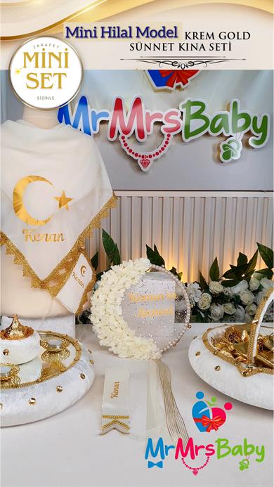 Mini Krem Gold Hilal Model Sünnet Kına Seti