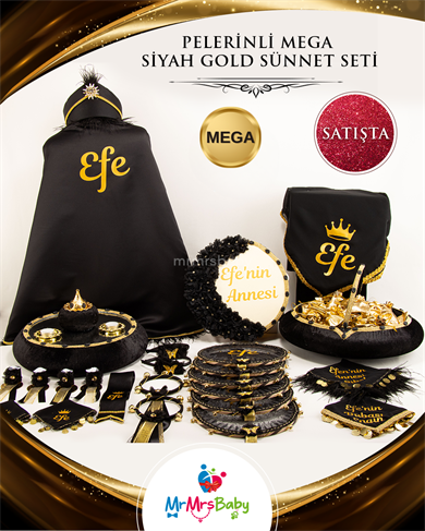 Siyah Gold Mega Pelerinli Sünnet Kına Seti