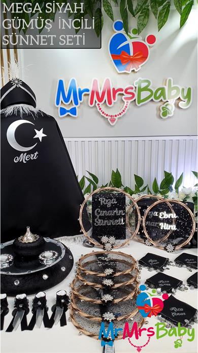 Siyah Gümüş Mega Pelerinli Sünnet Kına Seti