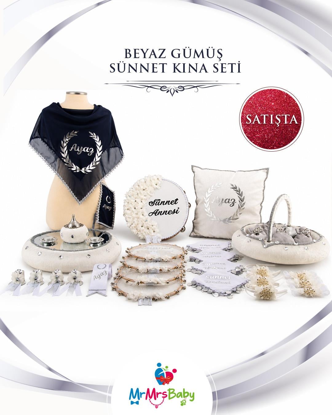 Beyaz Gümüş Mega Sünnet Kına Seti
