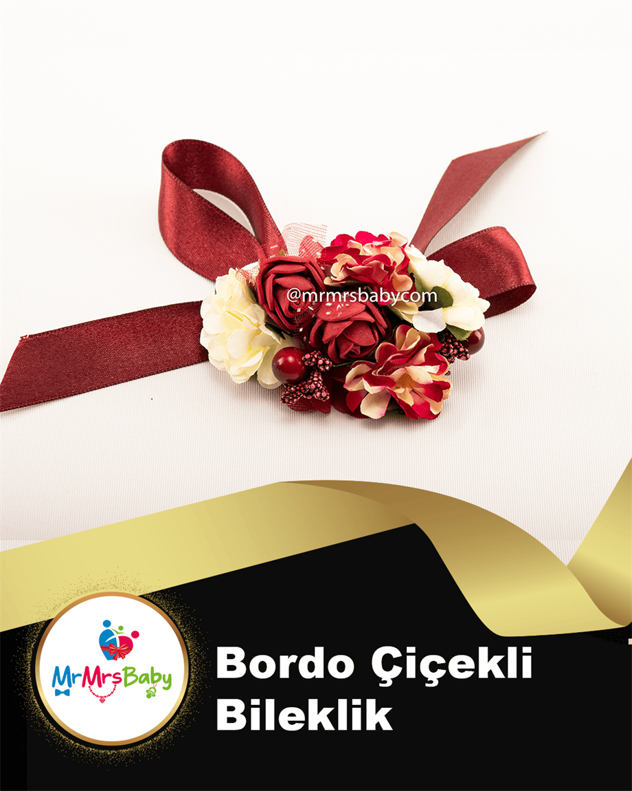 Bordo Çiçekli Nedime Bilekliği 10 Adet