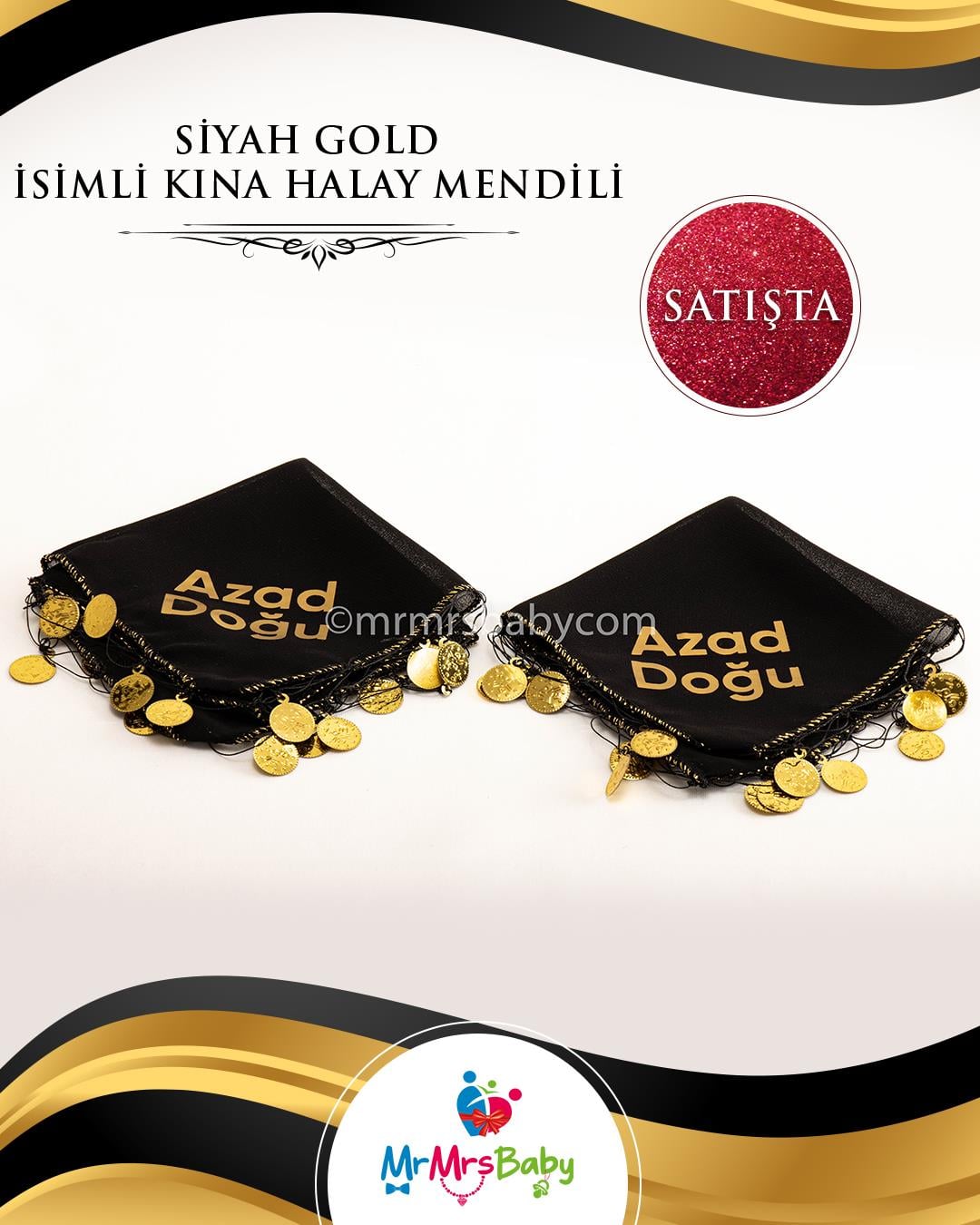 El Yapımı Siyah Kına Halay  Mendili