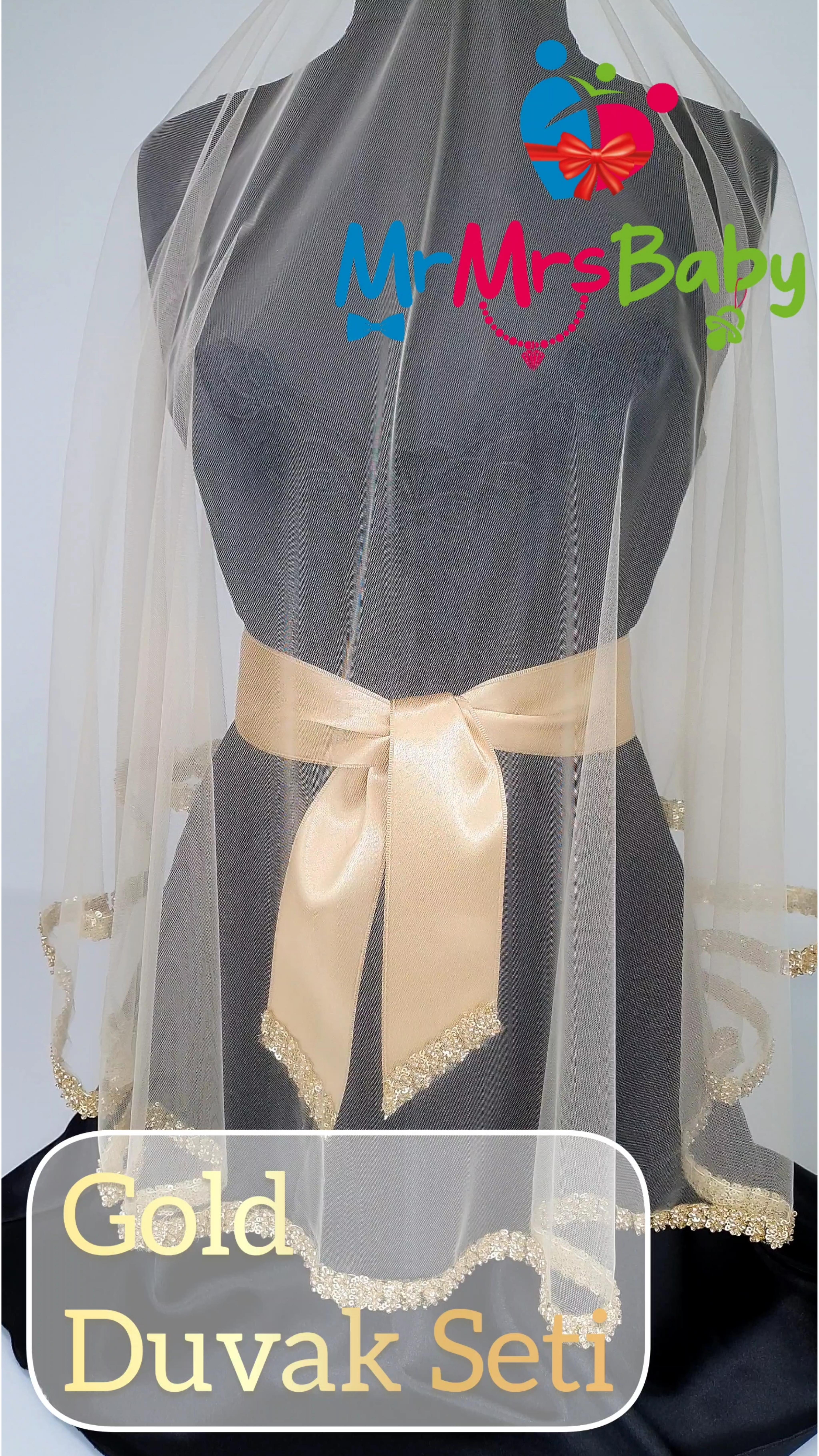 Gold Zarif İşlemeli Duvak Seti