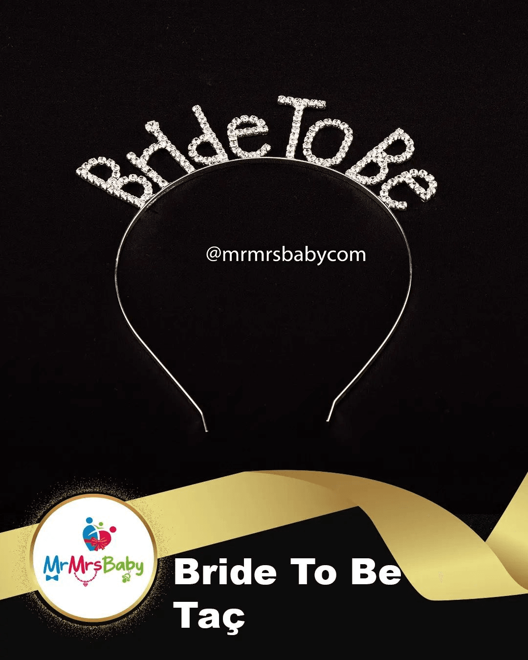 Gümüş Metal Bride Yazılı Gelin  Tacı
