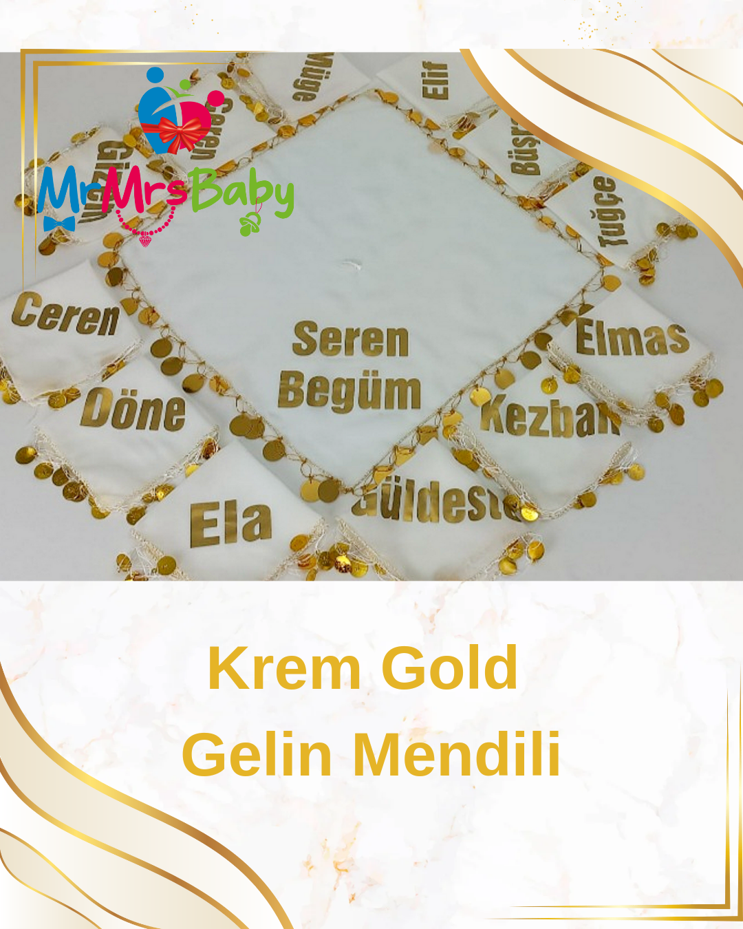 İsimli Gelin Mendili Ekru
