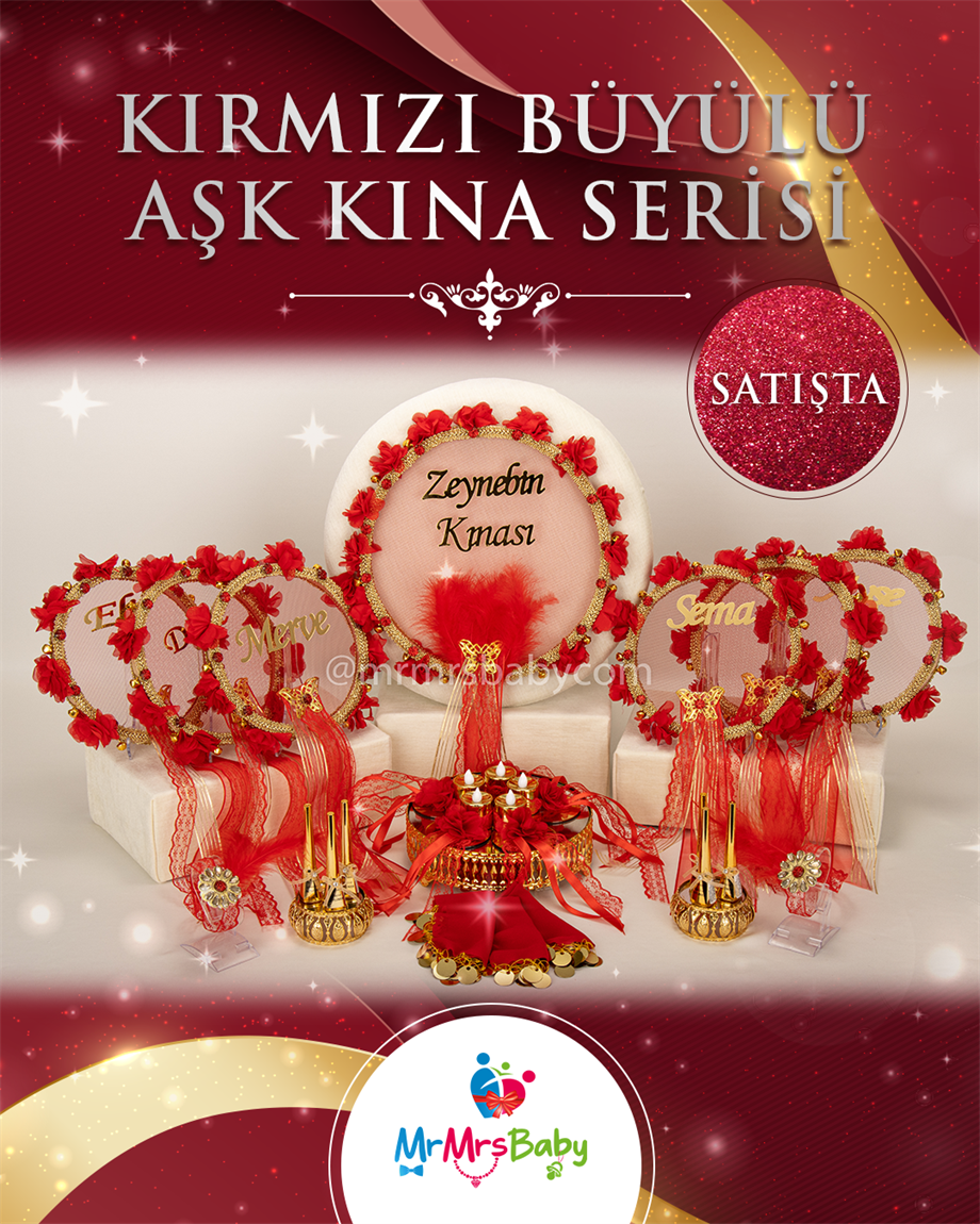 Kırmızı Gold Büyülü Aşk Kına Seti