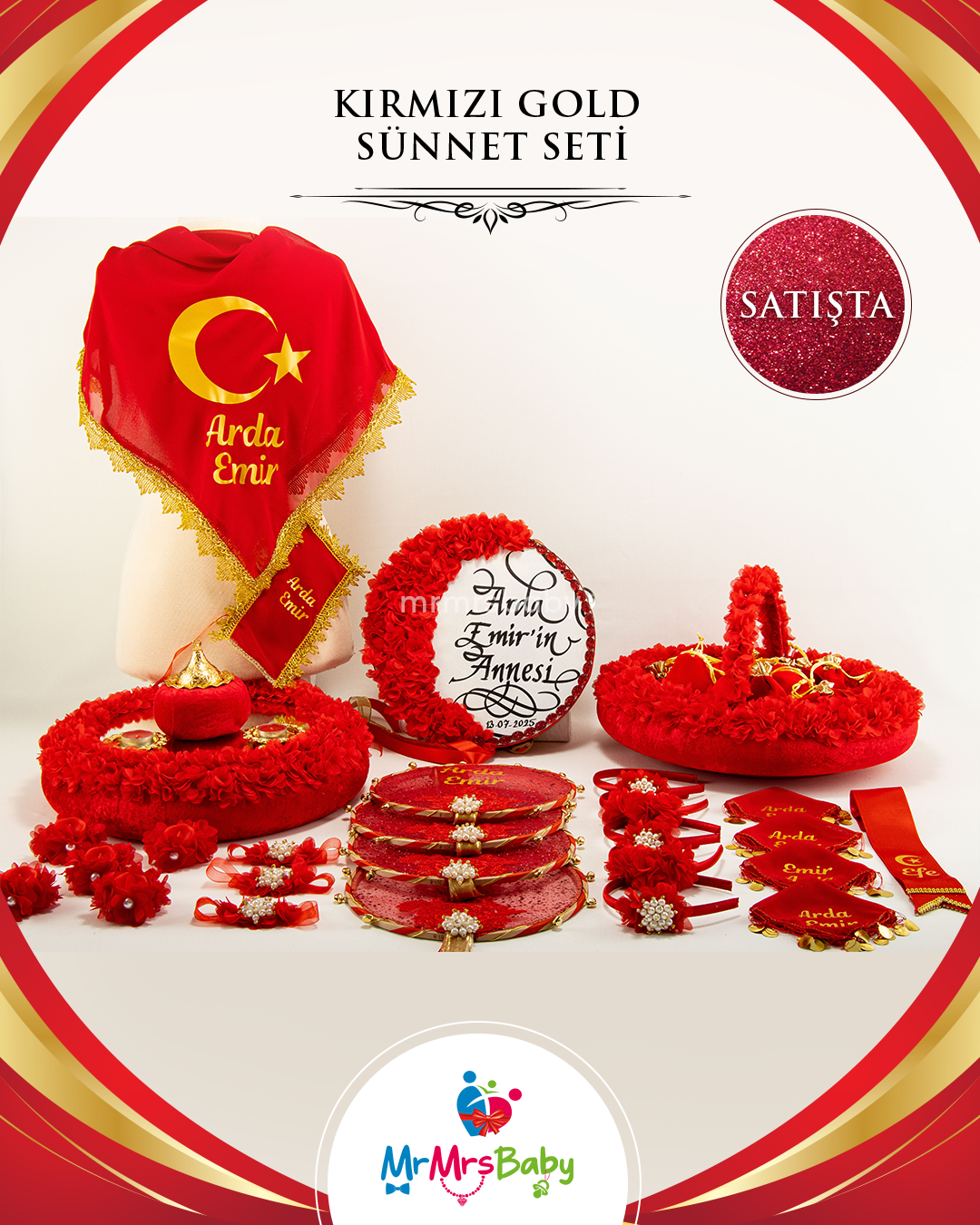 Kırmızı Taşlı Sünnet Kına Seti