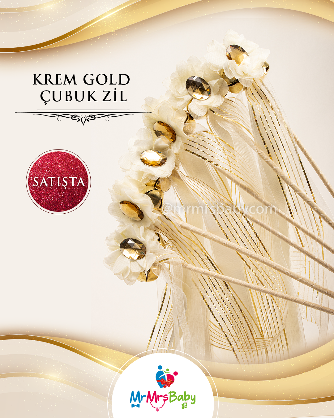 Krem Gold Çubuk Zil  10 Adet