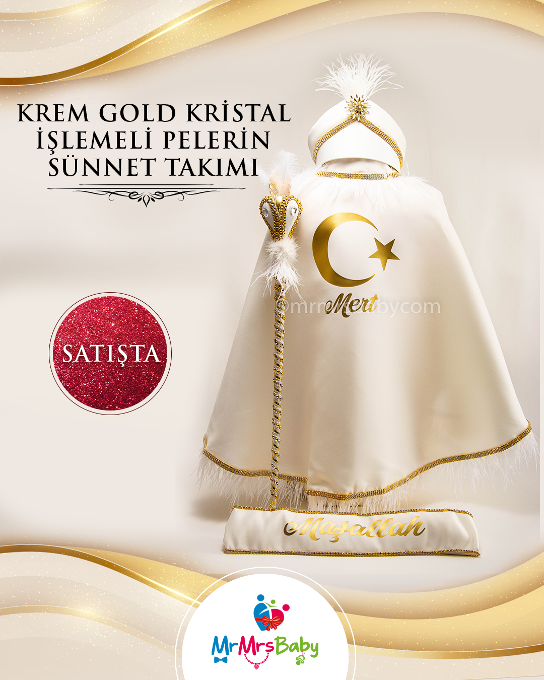 Krem Gold  Sünnet  Pelerin Takımı