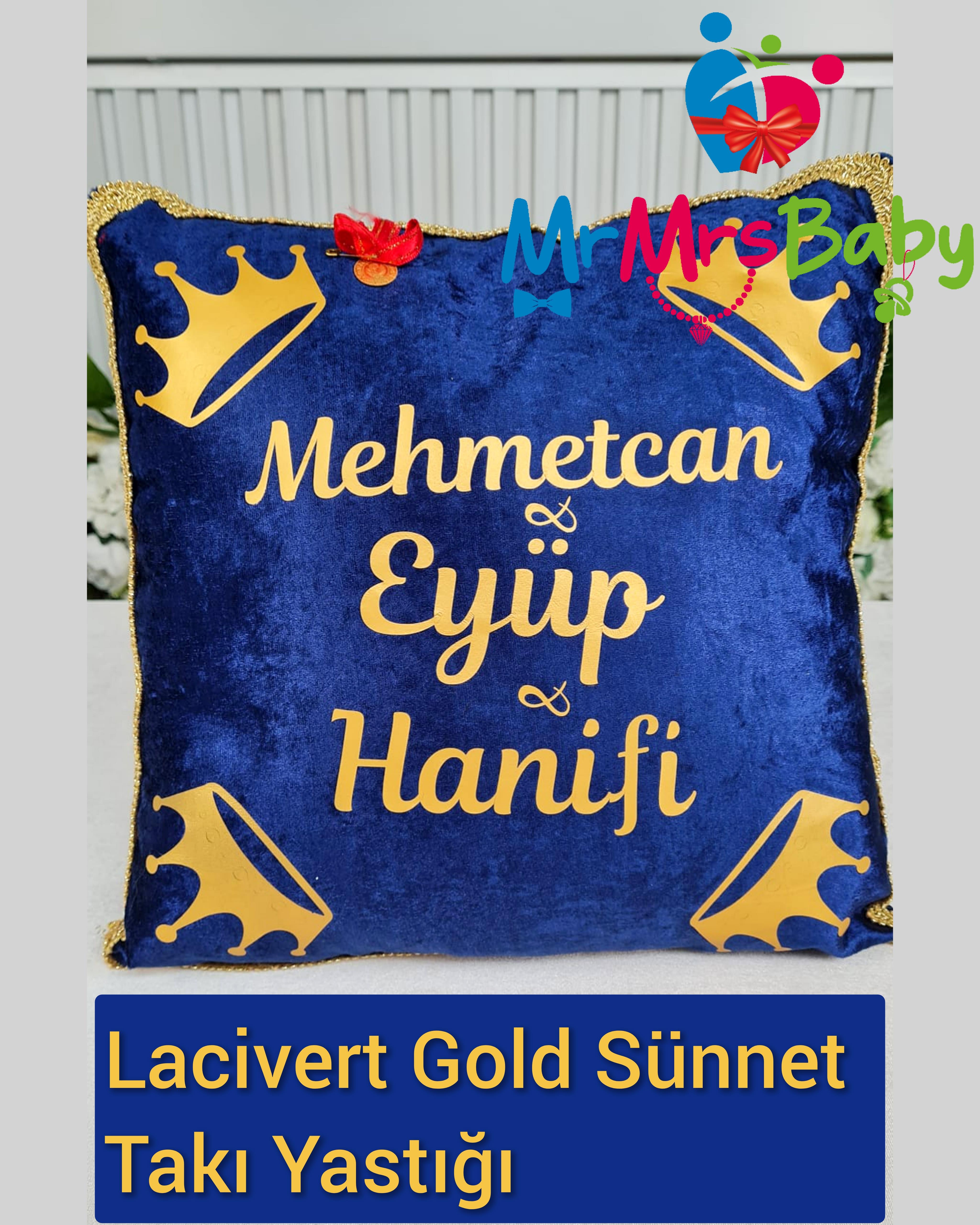 Lacivert Gold Kadife Sünnet Takı Yastığı
