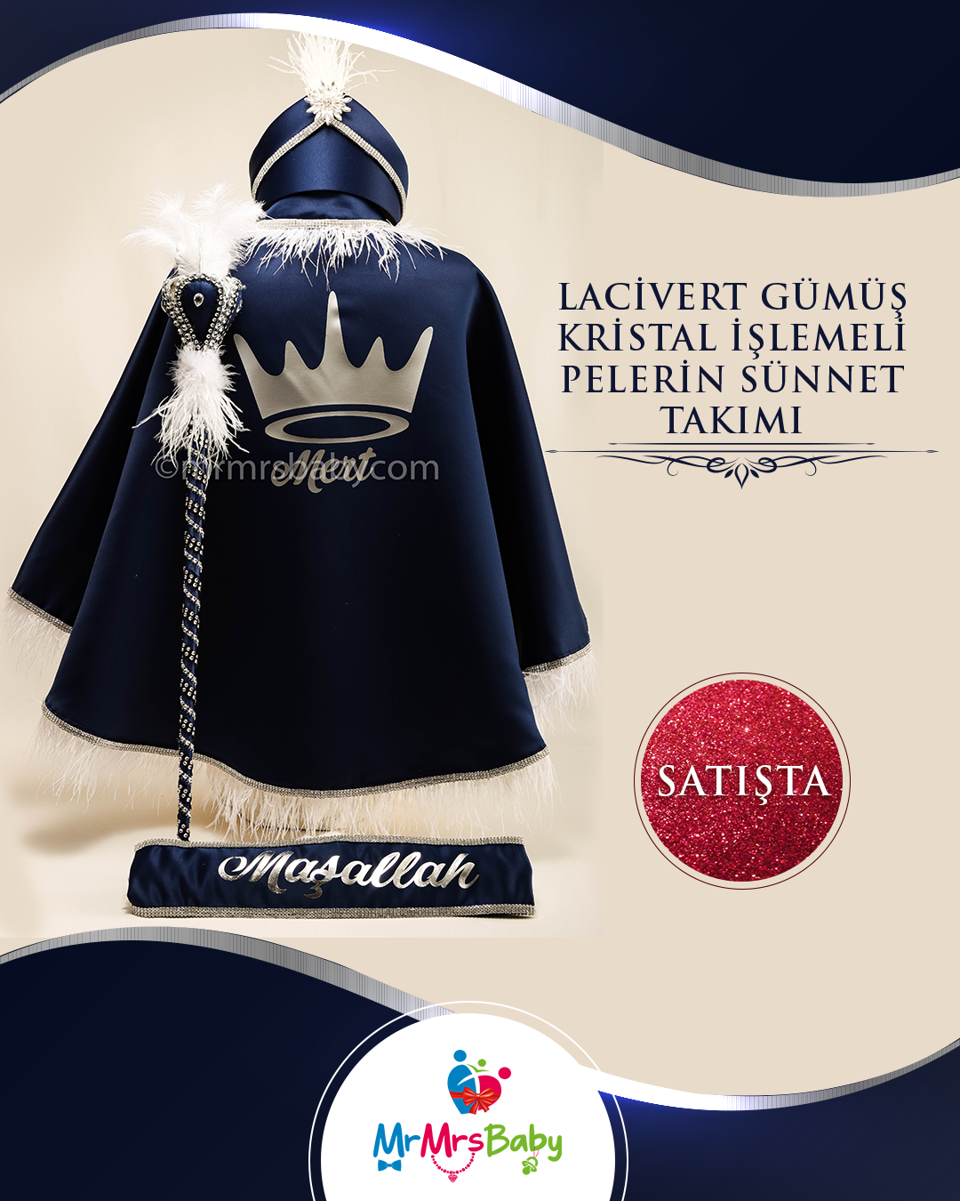 Lacivert  Gümüş  Sünnet  Pelerin Takımı