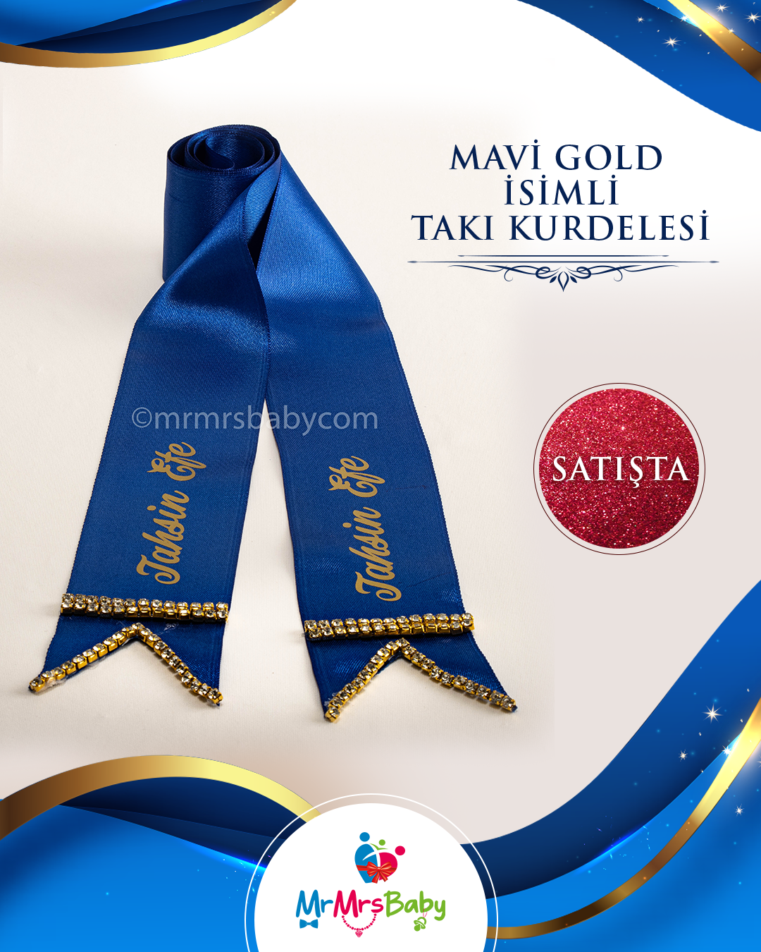 Mavi Gold İsimli Takı Kurdelesi