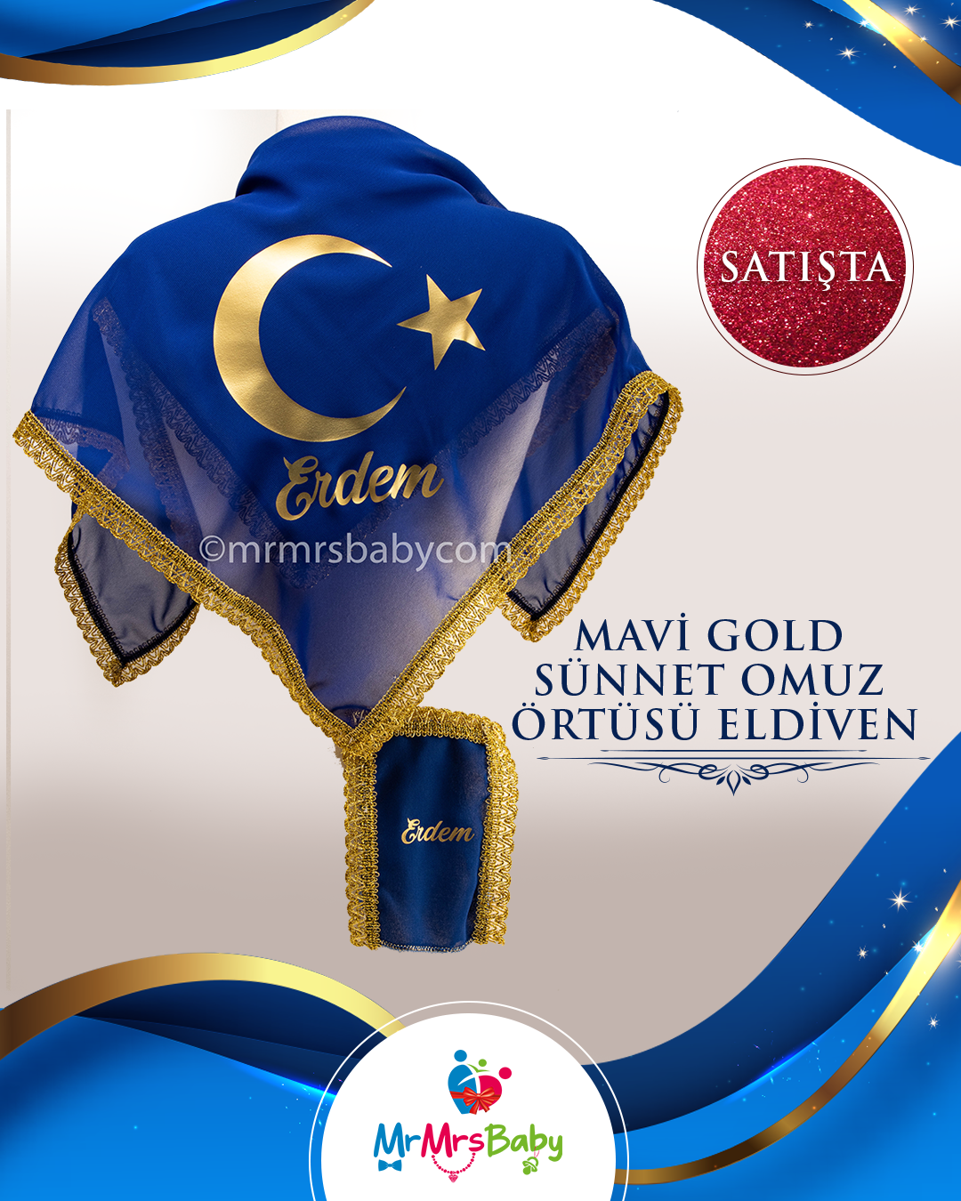 Mavi Gold Sünnet Omuz Örtüsü İsimli