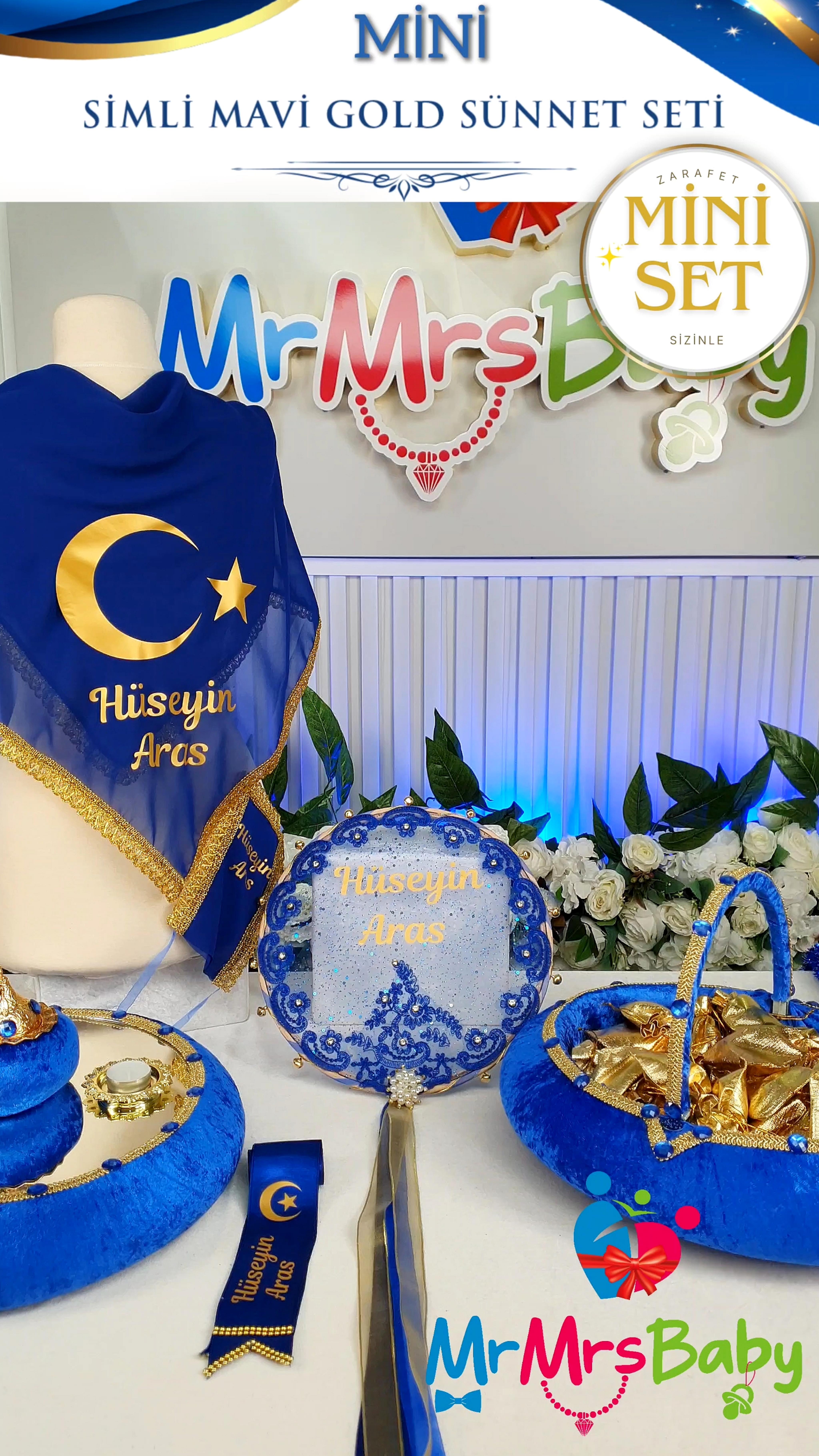 Mini Mavi Gold Sünnet Kına Seti