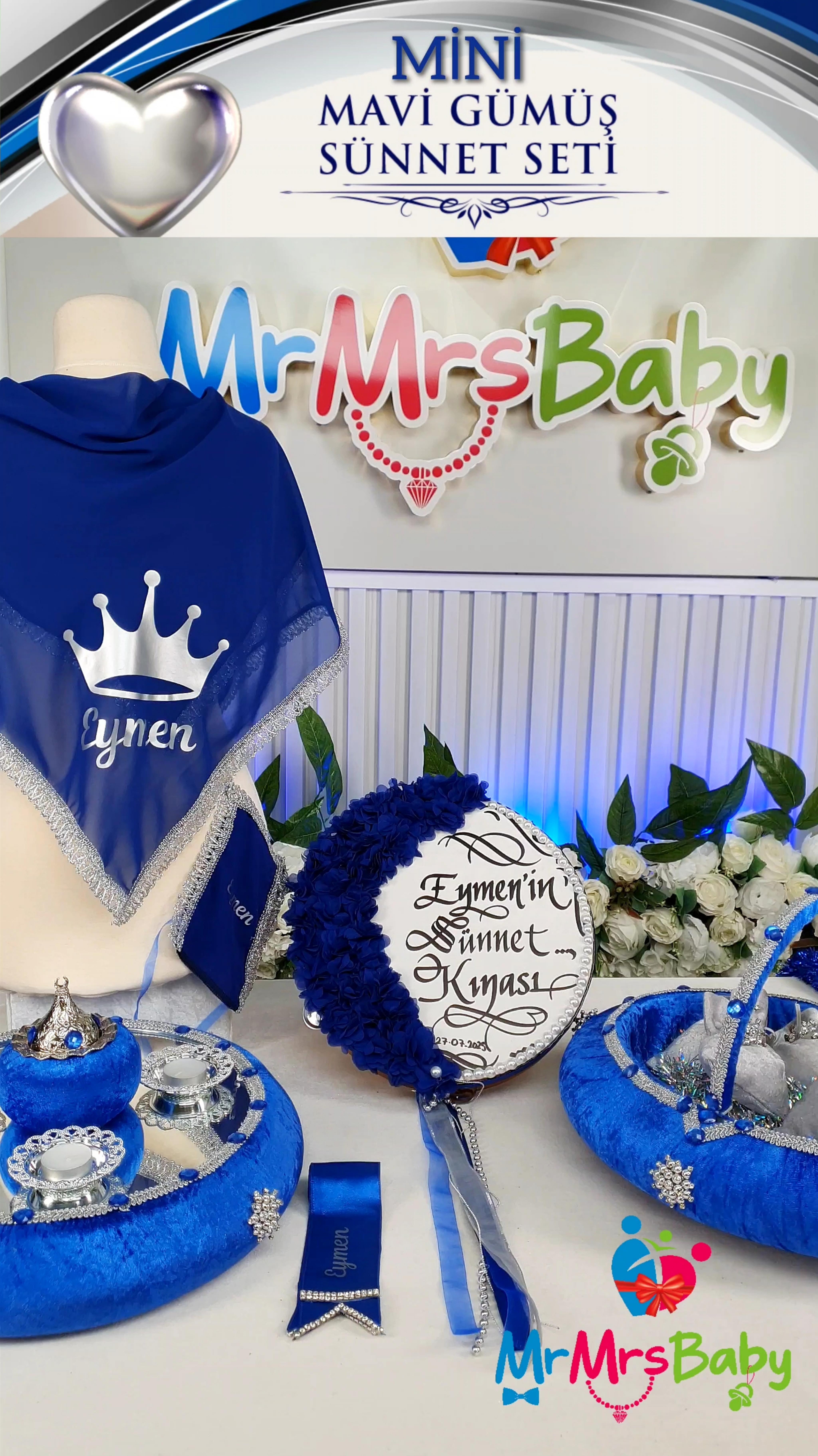 Mini Mavi Gümüş  Sünnet Kına Seti
