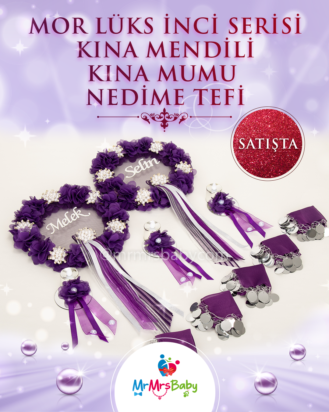 Mor Led Işıklı Kına Mumu