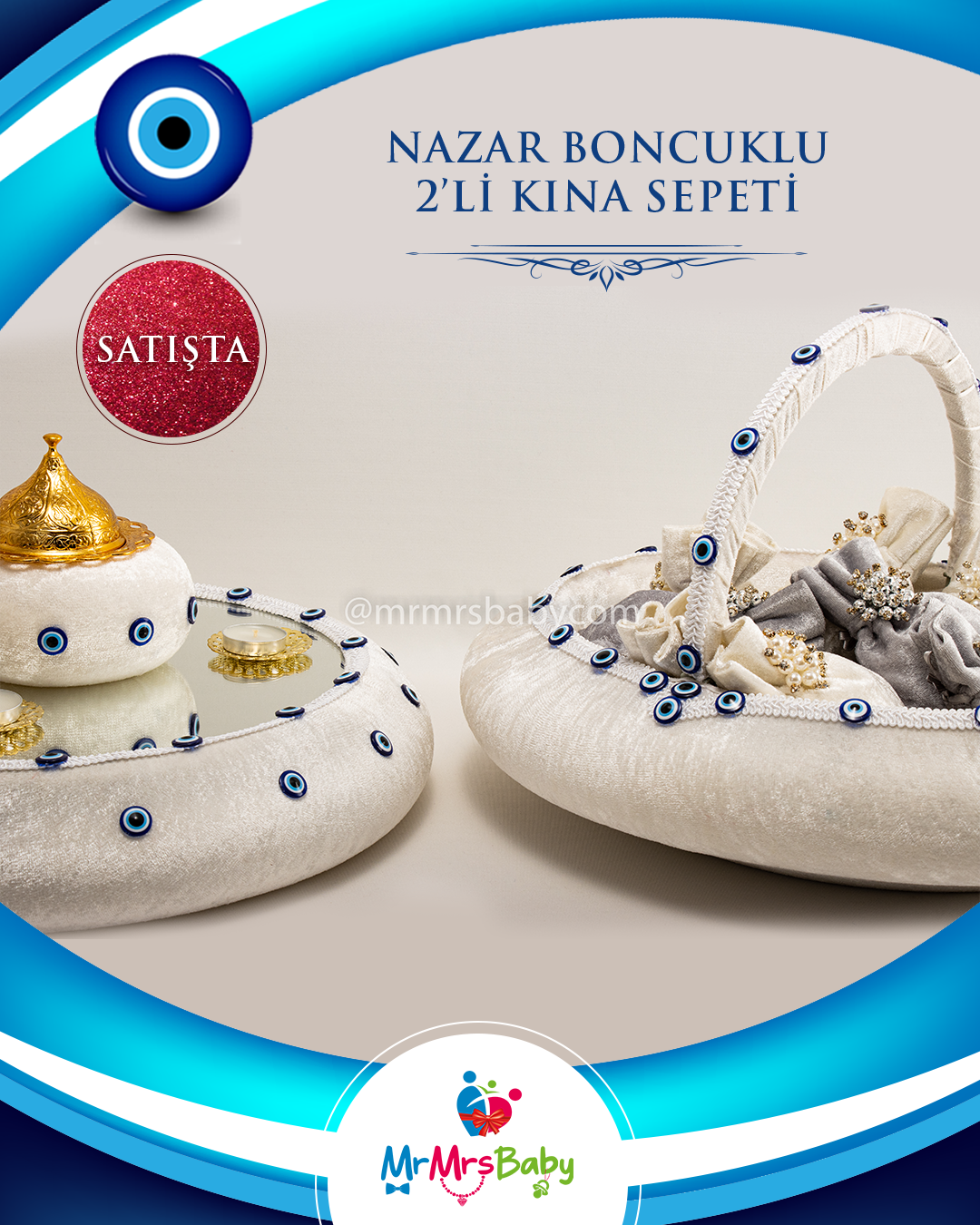 Nazar Boncuklu  İkili Kına Sepeti