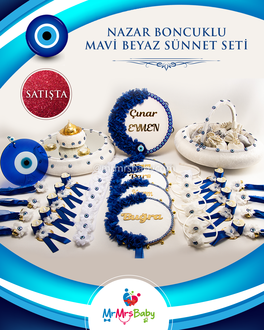 Nazar Boncuklu Mavi Sünnet Kına Seti