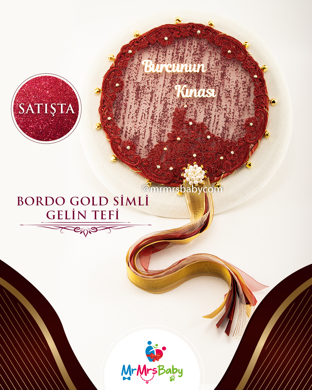 Simli Bordo Gold Gelin Tefi