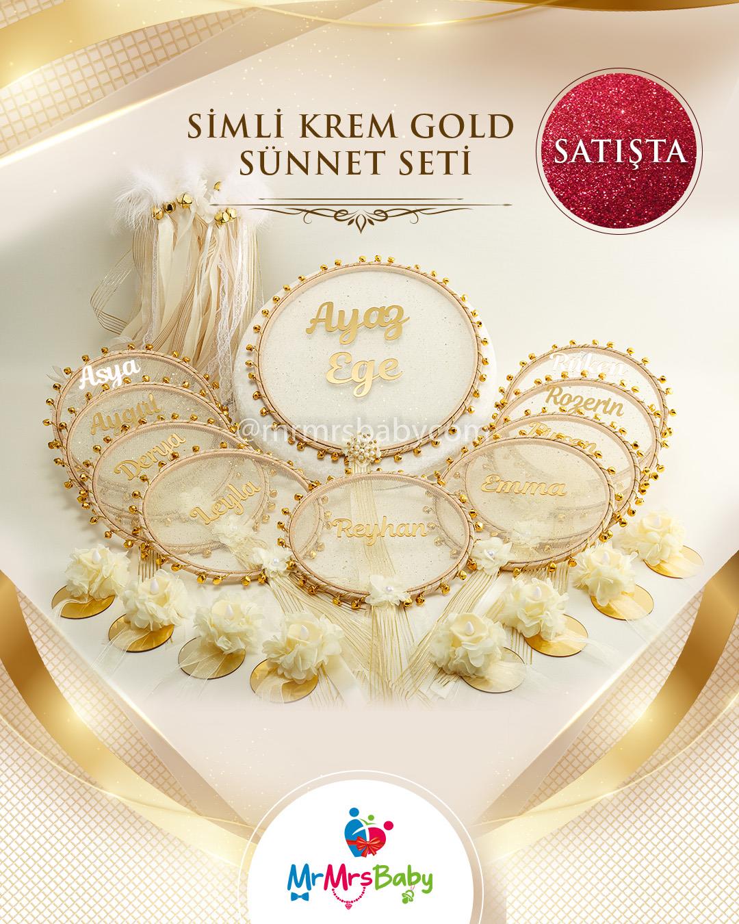 Simli Krem Gold Sünnet  Kına Seti