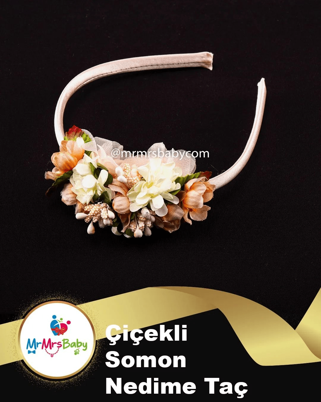 Somon Çiçekli Nedime Tacı 10 Adet