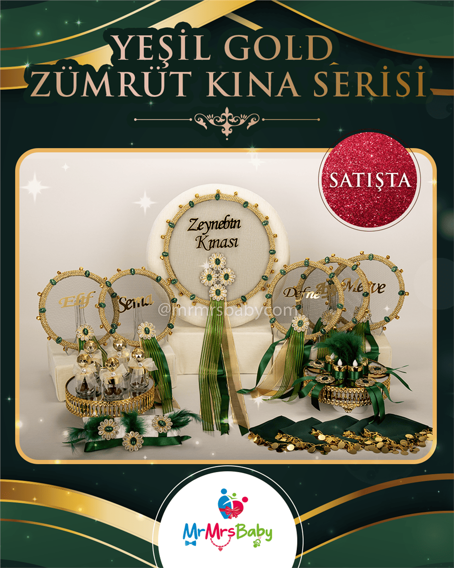 Yeşil Gold Zümrüt Kına Seti