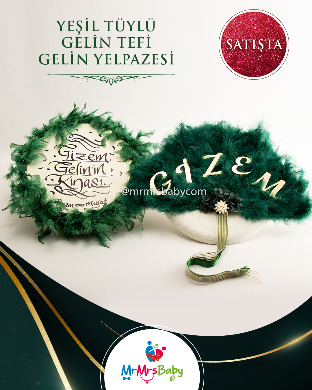 Yeşil Pleksi İsimli Tüylü Büyük  Gelin Yelpazesi