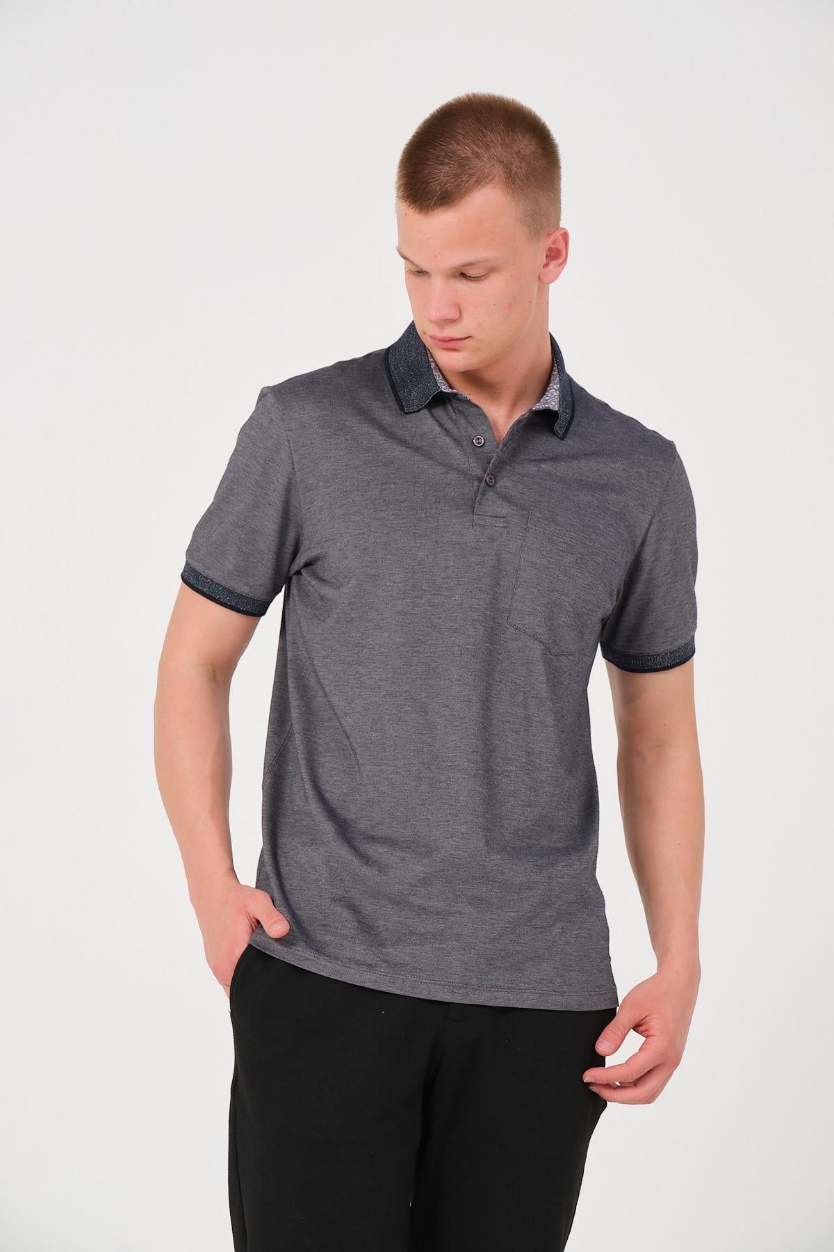 Erkek Düz Renk Cepli Polo Yaka Tişört T-shirt