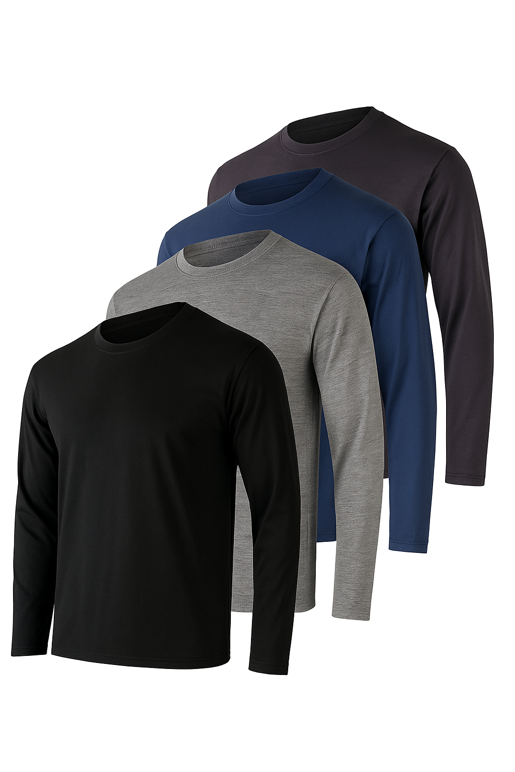 Erkek Grimelanj-Siyah-Lacivert-Antrasit 4'lü Paket Basic Uzun Kollu Sporcu Body