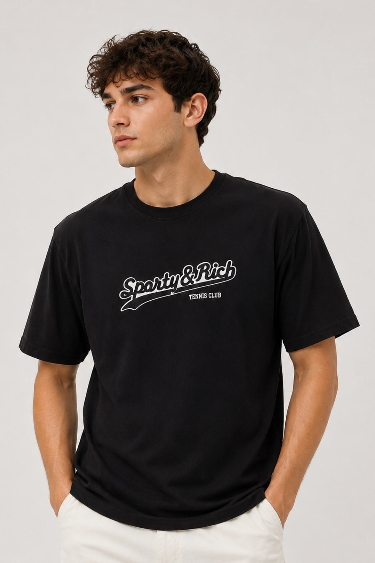 Erkek Nakış Baskılı Spor Oversize Tişört Tshirt.