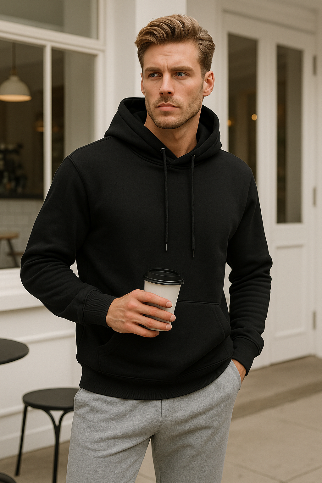 Erkek Pamuklu Cep Detaylı Kapüşonlu Sweatshirt
