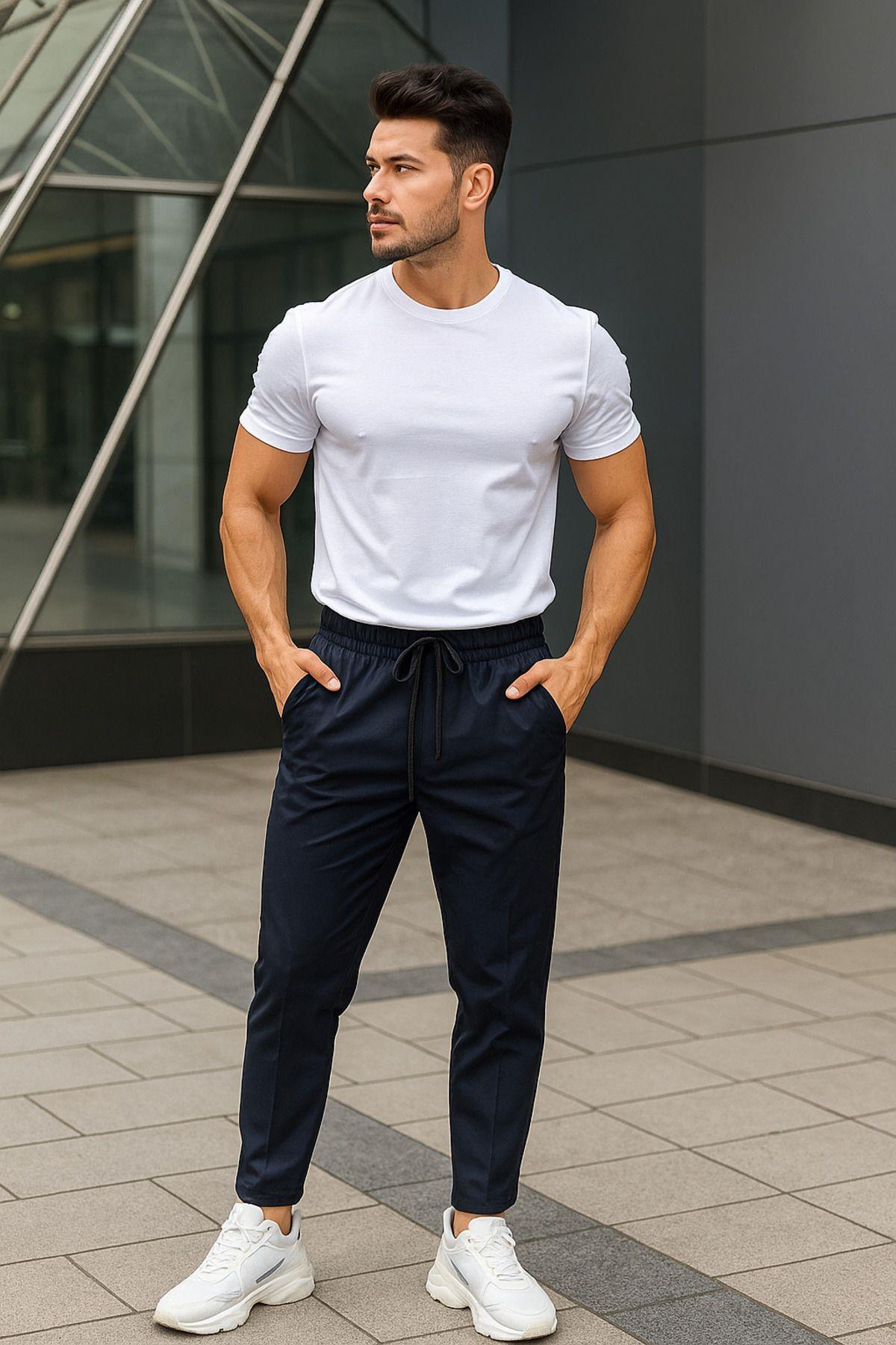 Erkek Slim Fit Modern Kesim Jogger Eşofman Altı - Şık ve Spor Bağcıklı Pantolon