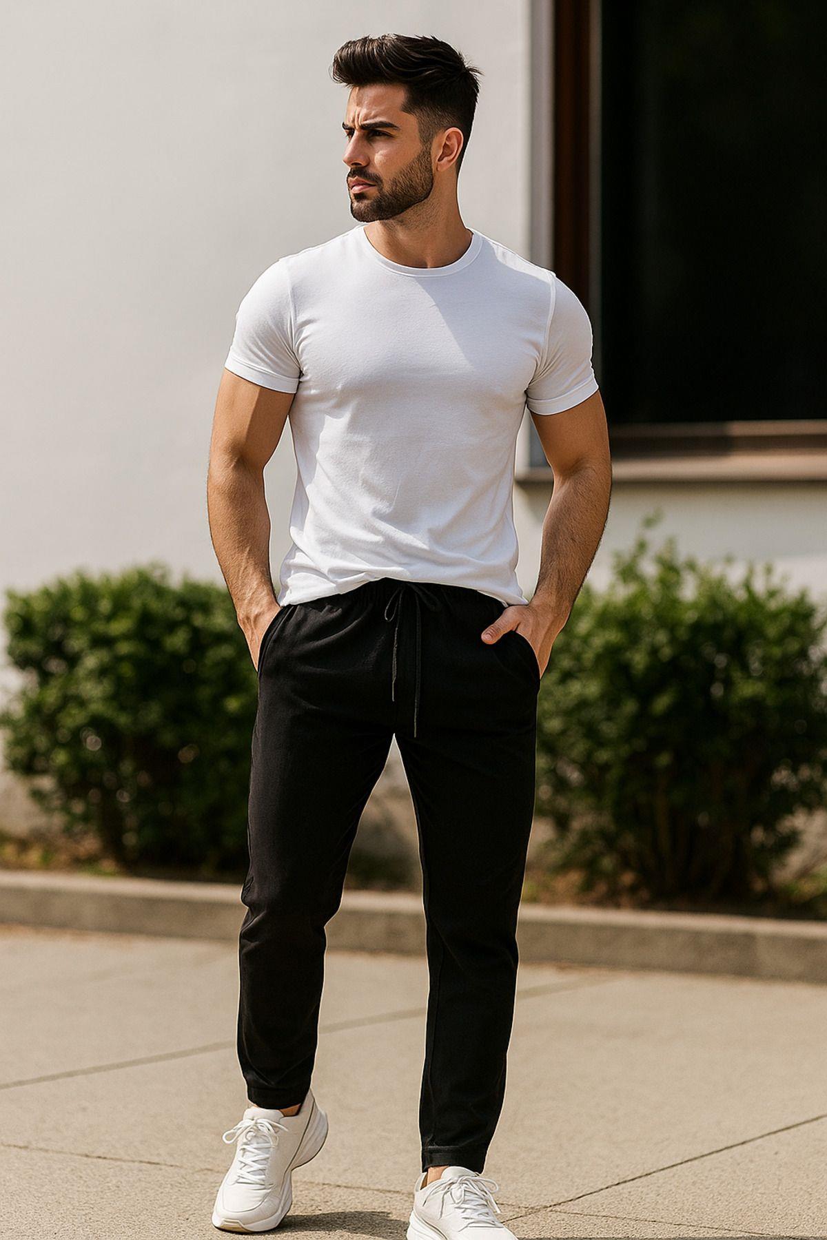 Erkek Slim Fit Modern Kesim Jogger Eşofman Altı - Şık ve Spor Bağcıklı Pantolon