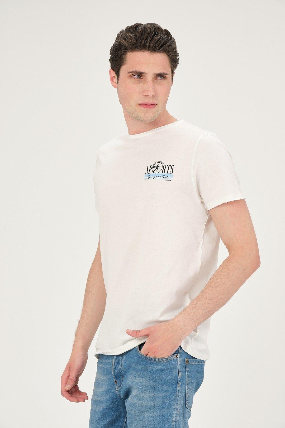 Erkek Yıkamalı Basic T-shirt Tişört %100 Pamuk Tişört