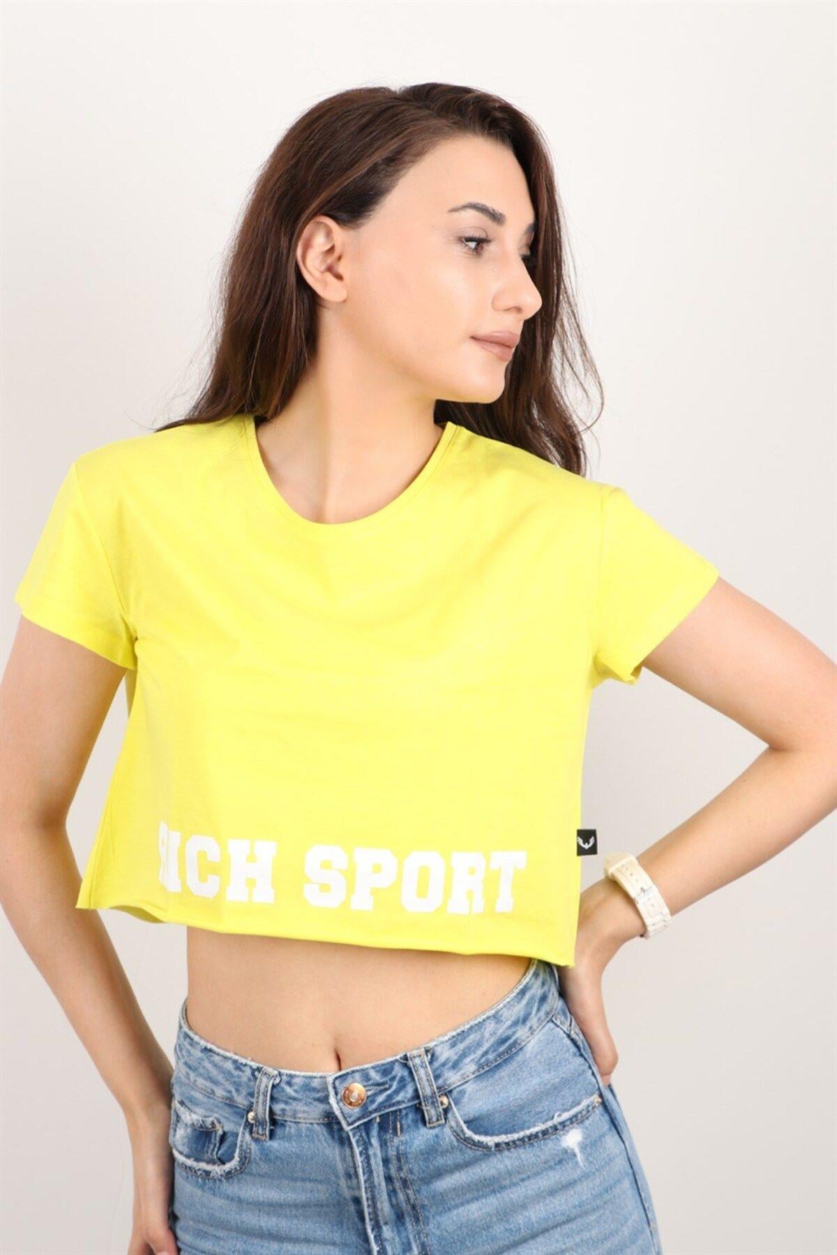 Kadın Kısa Kollu Crop Bluz