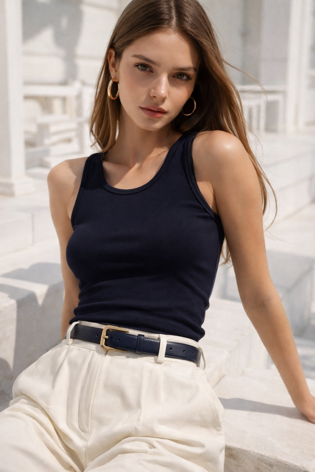 Kadın Lacivert Basic Günlük Şık Crop Atlet
