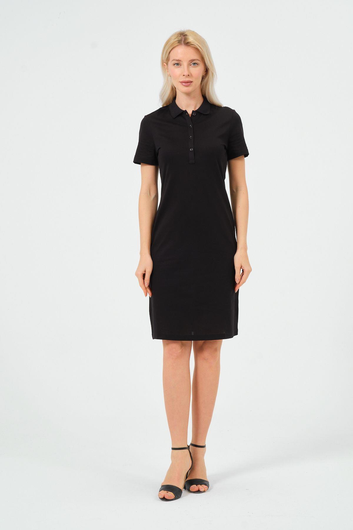 Kadın Polo Yaka Kısa Kollu Elbise