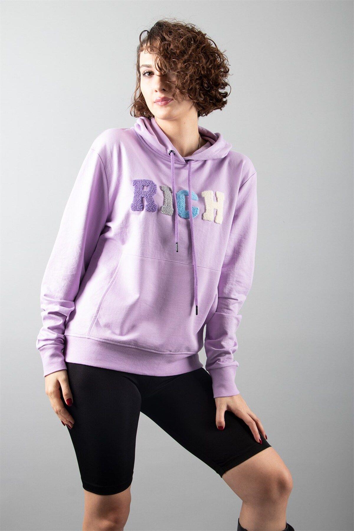 Lila 2 Iplik Kapüşonlu Sweatshirt