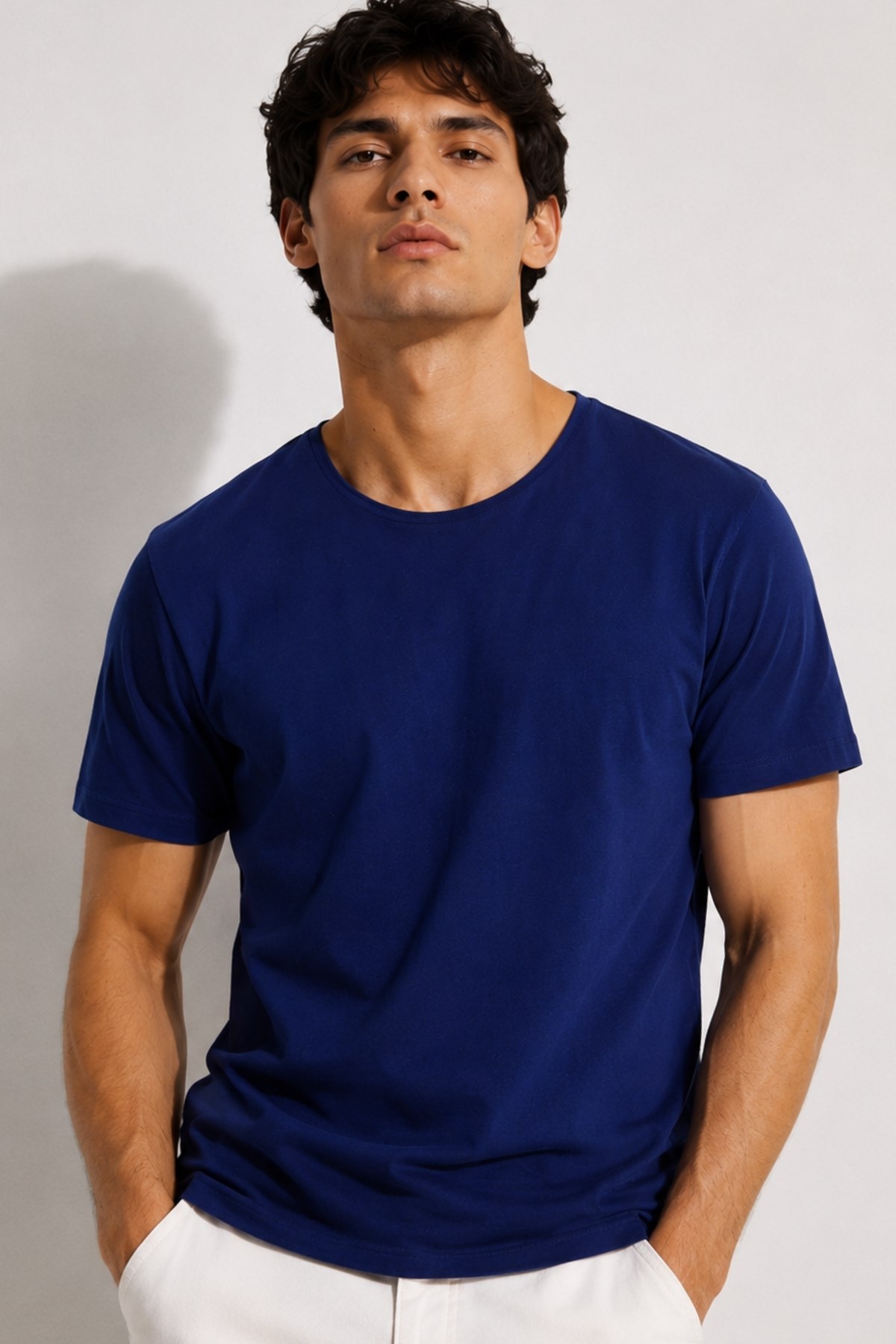 Rich Erkek Yıkamalı Basic T-shirt Tişört %100 Pamuk Tişört