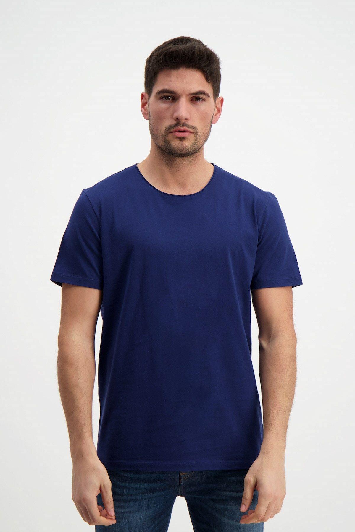 Rich Erkek Yıkamalı Basic T-shirt Tişört %100 Pamuk Tişört