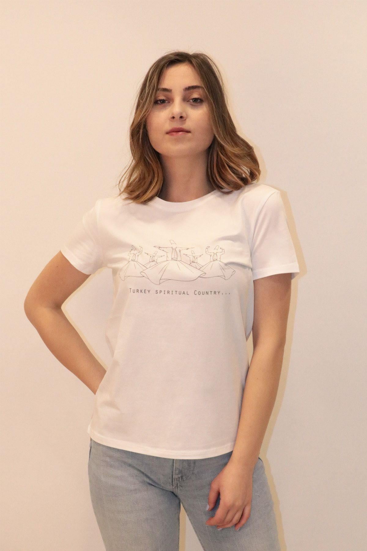 Rich Kadın Bisiklet Yaka T-shirt %100 Pamuk Tişört