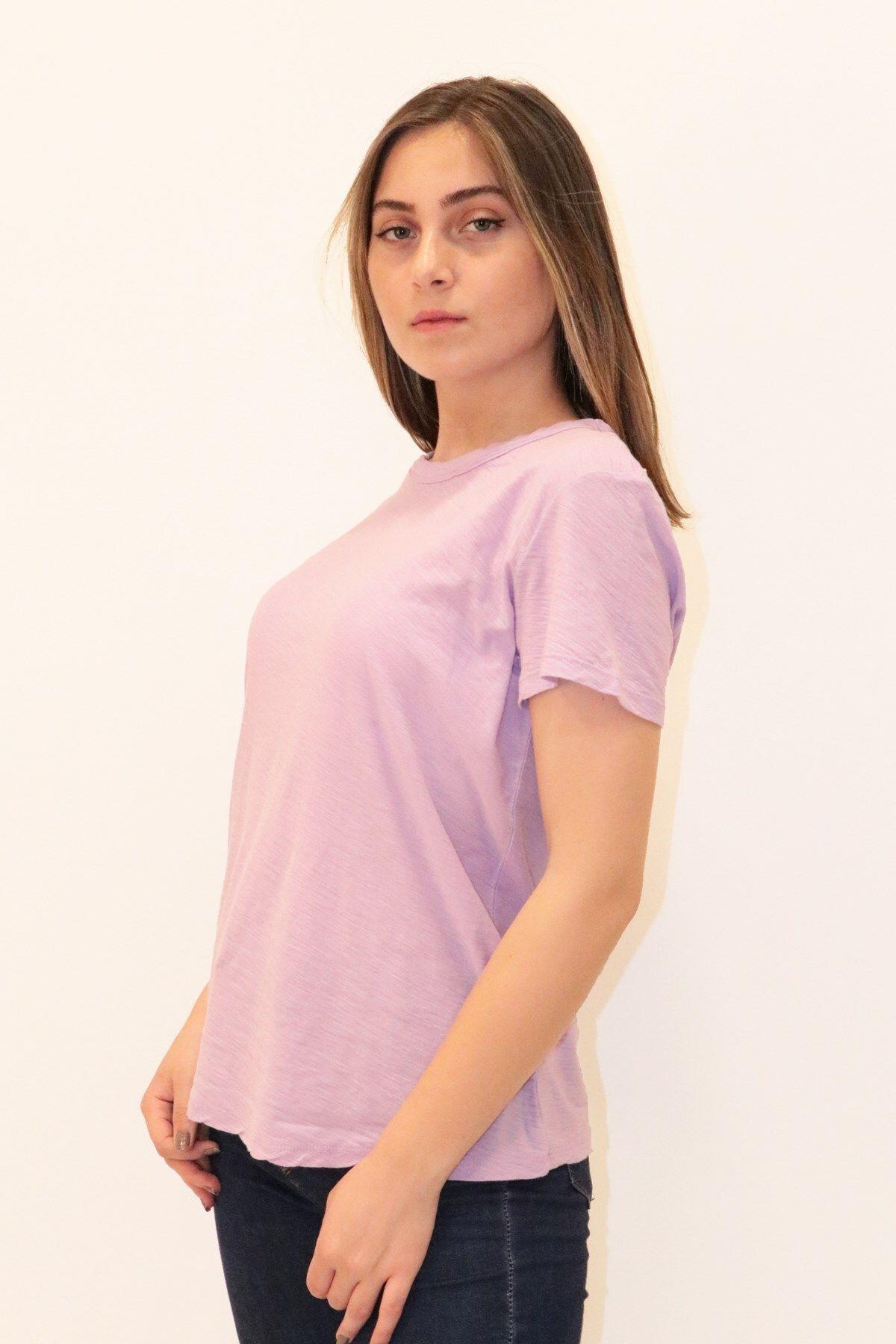 Rich Kadın Organik Bisiklet Yaka T-shirt %100 Pamuk Tişört