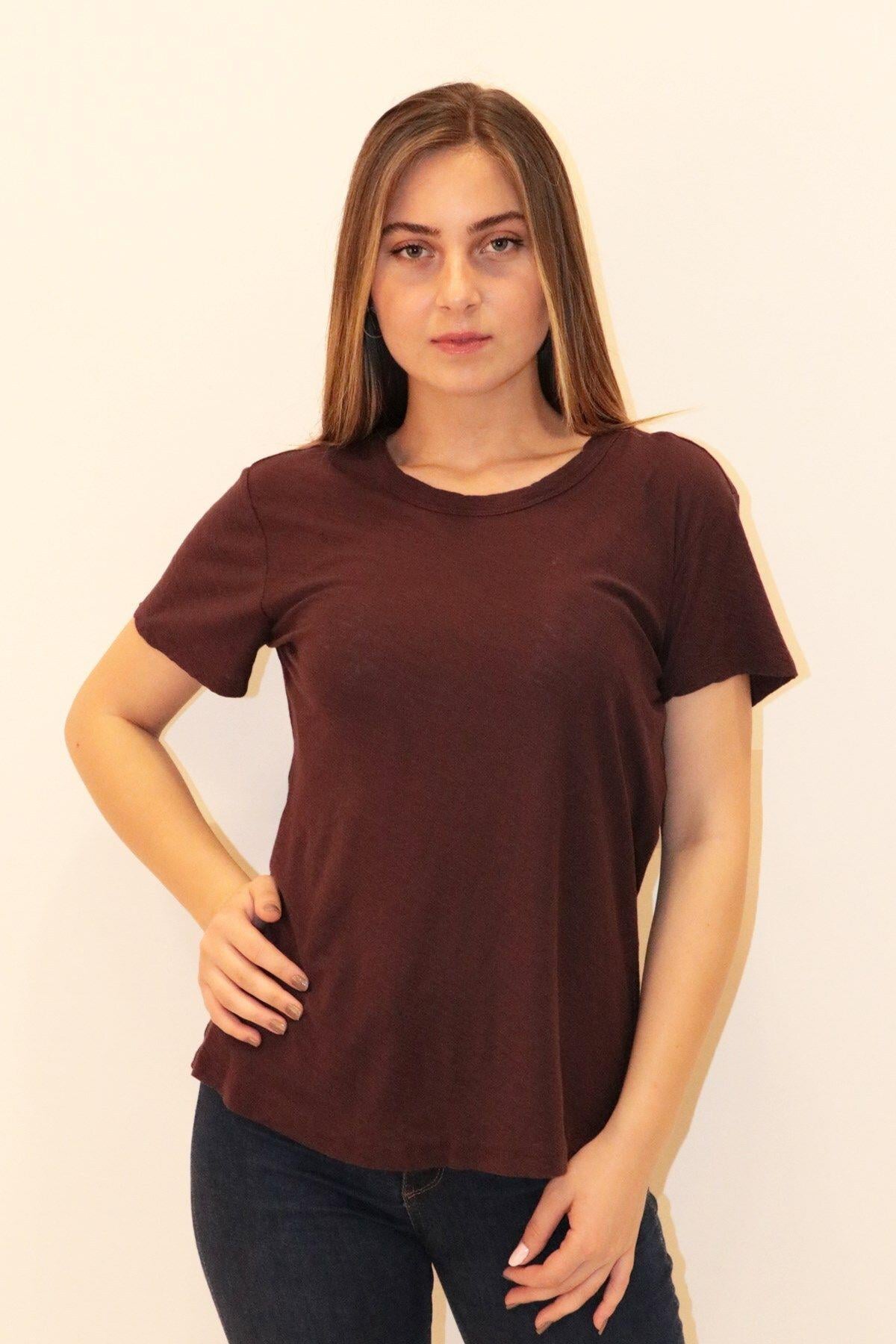 Rich Kadın Organik Bisiklet Yaka T-shirt %100 Pamuk Tişört