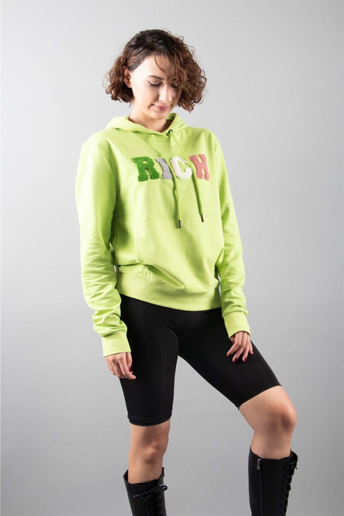 Yeşil 2 Iplik Kapüşonlu Sweatshirt