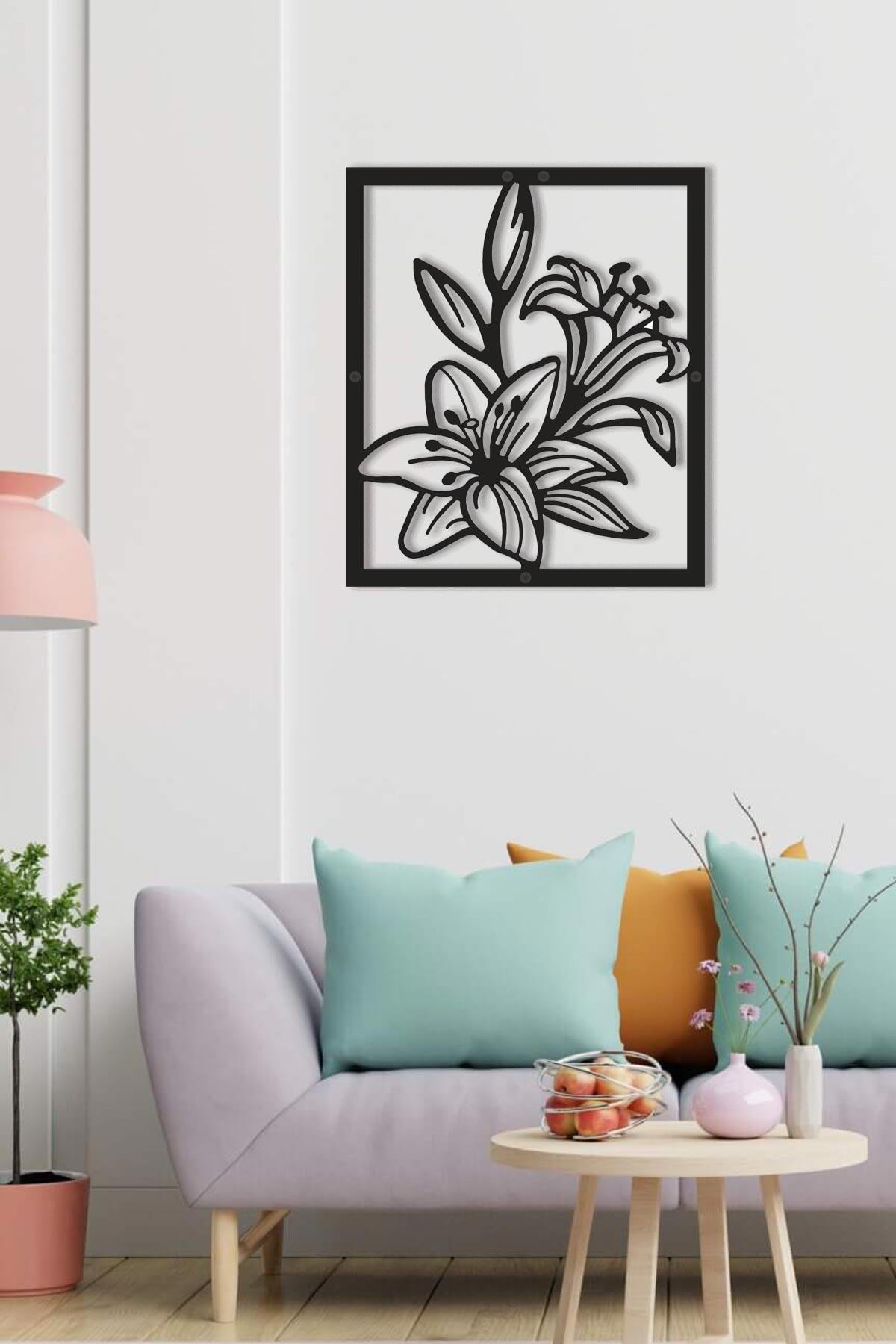 Dekoratif Metal Çiçek Tablo Ebegümeci (Malva sylvestris) 30x34 cm