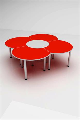 3G Tasarım Anaokulu 4 Yapraklı Papatya Masa Q:180 cm