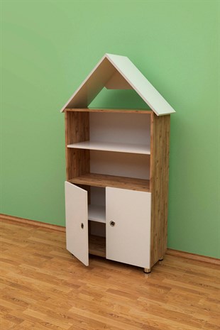 Anaokulu Dolabı İki Kapaklı Çatılı Kreş Dolabı